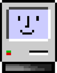 smiling happy old mac computer icon pixel art thing cool joyous computer